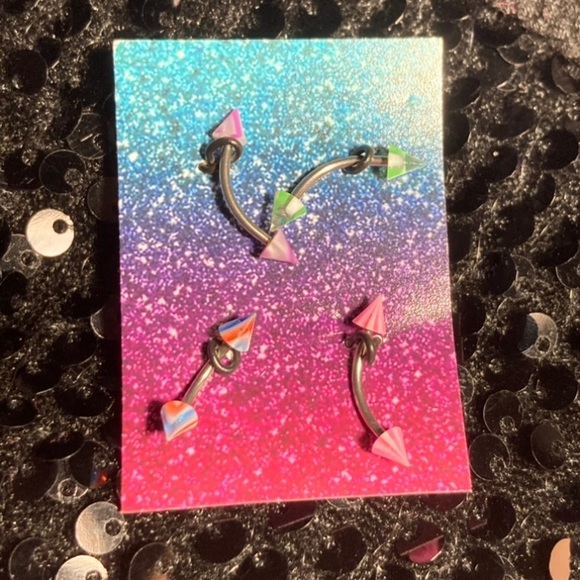 Eyebrow Piercing Barbell Curved Bent Banana Body Jewelry Emo Punk Goth Egirl NEW - Picture 6 of 7